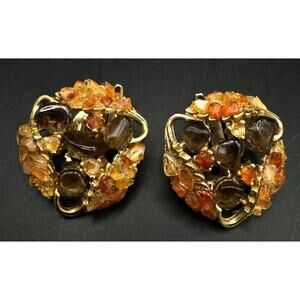 Vintage Hawaiian Olivine Peridot Clip-on Earrings